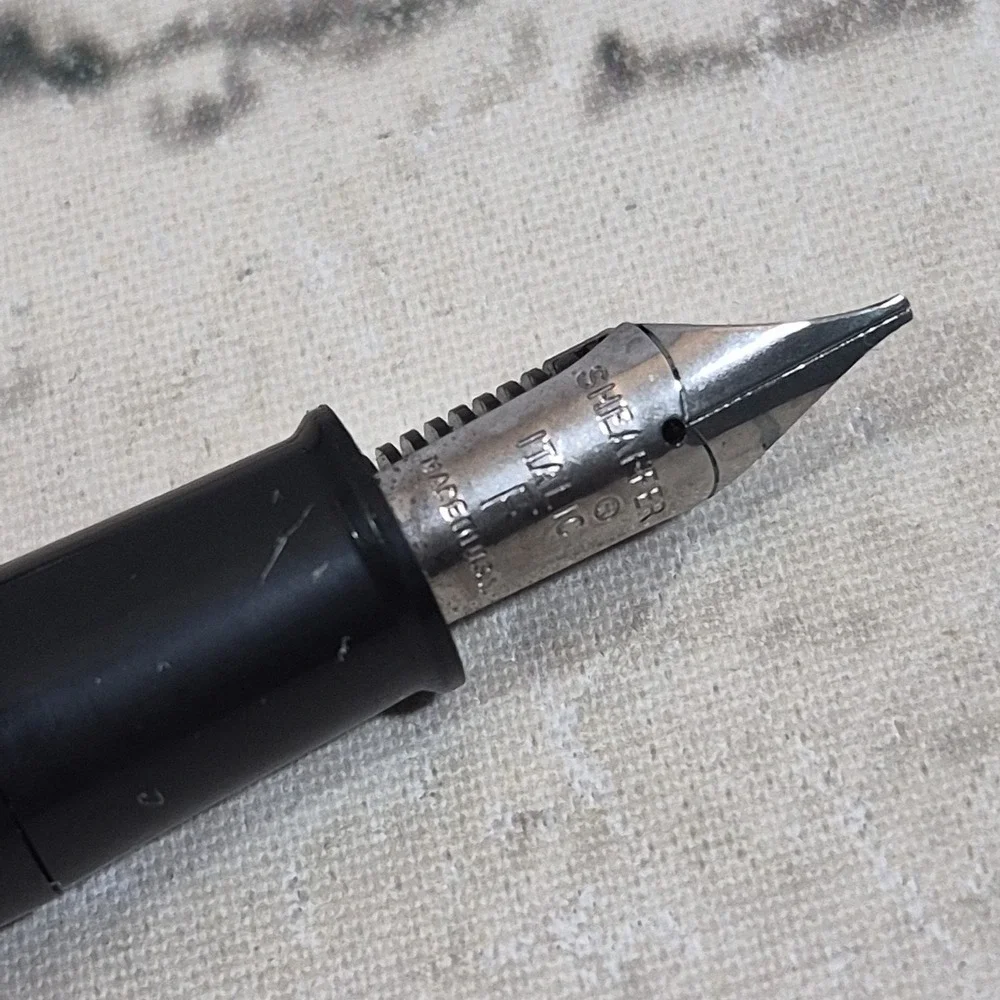 Vintage Sheaffer Black Cartridge Pen Italic F Nib Made In USA